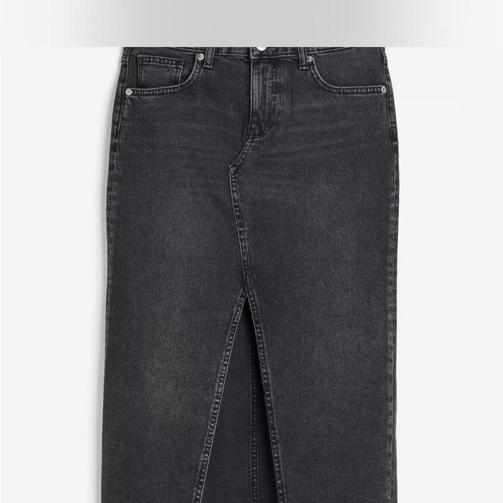 H&M Dark Gray Washed Black Split Hem Maxi Midi Skirt